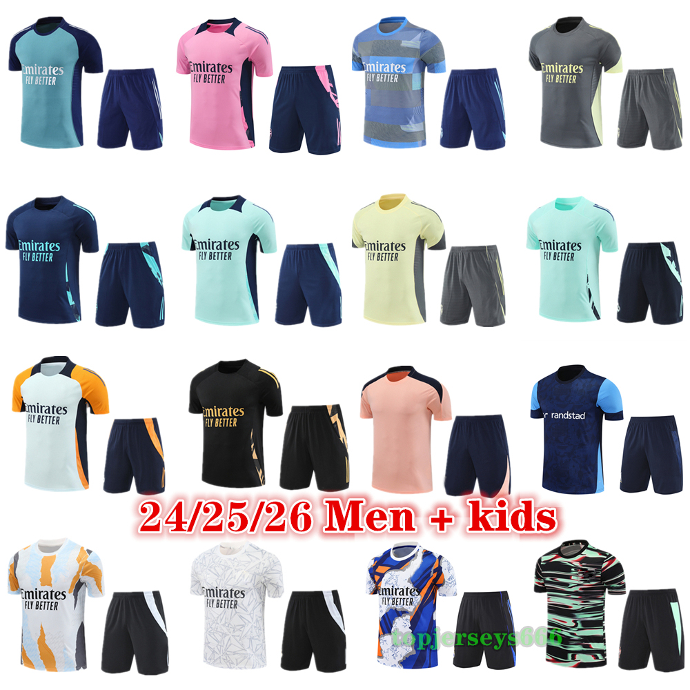 2025 2026 Arsen Reals Madrids tracksuit Short sleeved training men kids soccer shirt shorts 24 25 26 football shirts kits maillot foot camiseta futbol