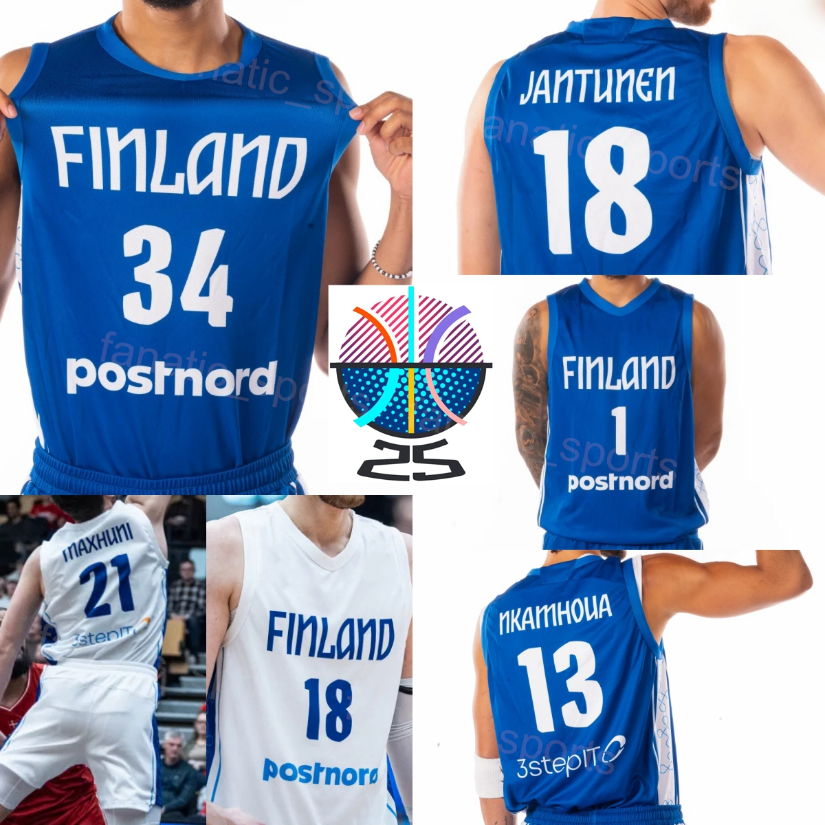 Printed Finland Basketball Jersey 2025 2026 EuroBasket 20 Alexander Madsen 30 Andre Gustavson 34 Jacob Grandison 35 Ilari Seppala 1 Miro Little 24 Miikka Muurinen