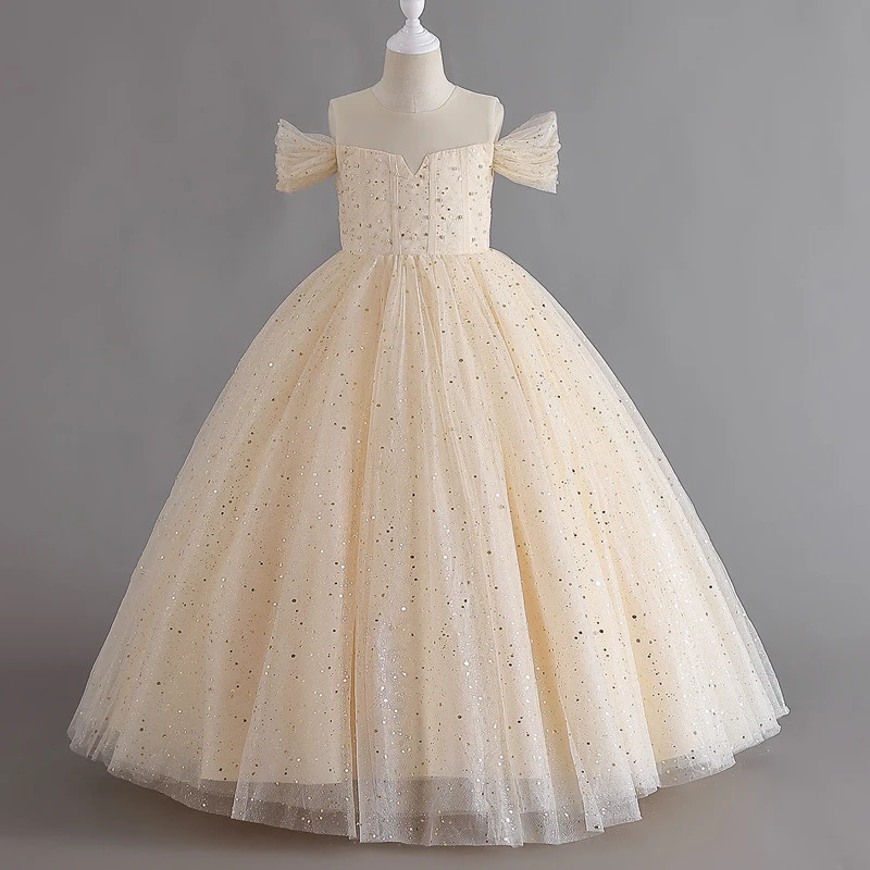 1308 Baby Dresses For Eid Girls Sleeveless Mesh Puffy Princess Length Rainbow Skirt Dinner Piano Performance 250829