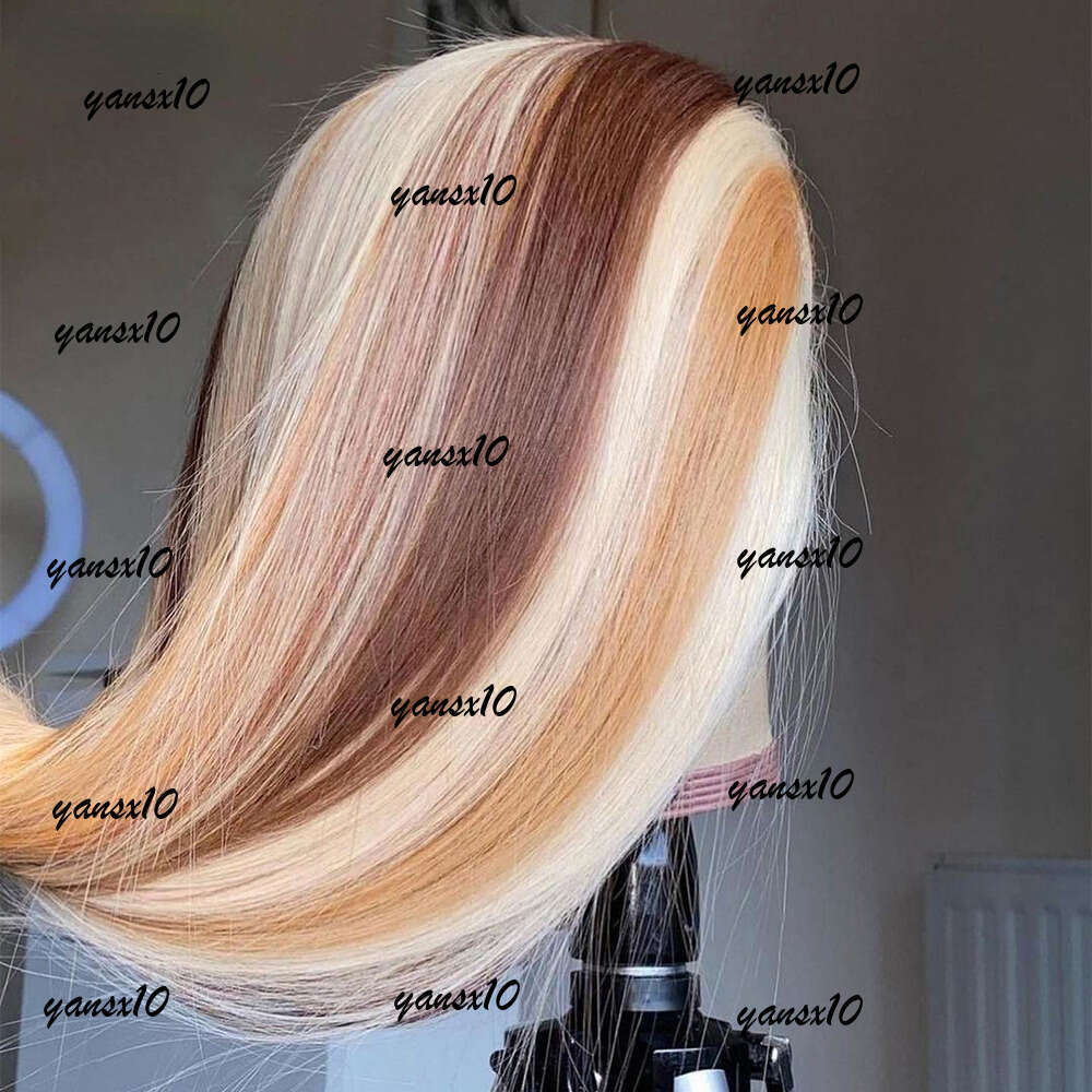 180 Density Brazilian Highlight Blonde Colored Simulation Human Hair Wig Body Wave Ombre HD Transparent Straight Lace Front Wigs For Women