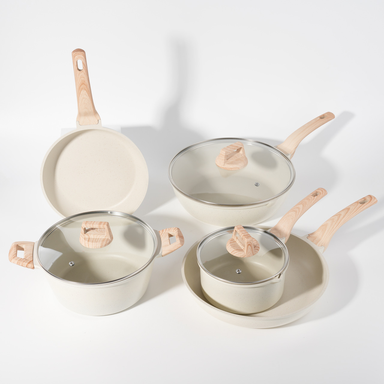 Non-Stick Maifan Stone Gas Stove Frying Pan Five-Piece Cookware Set Suitable for Home Induction Cooker