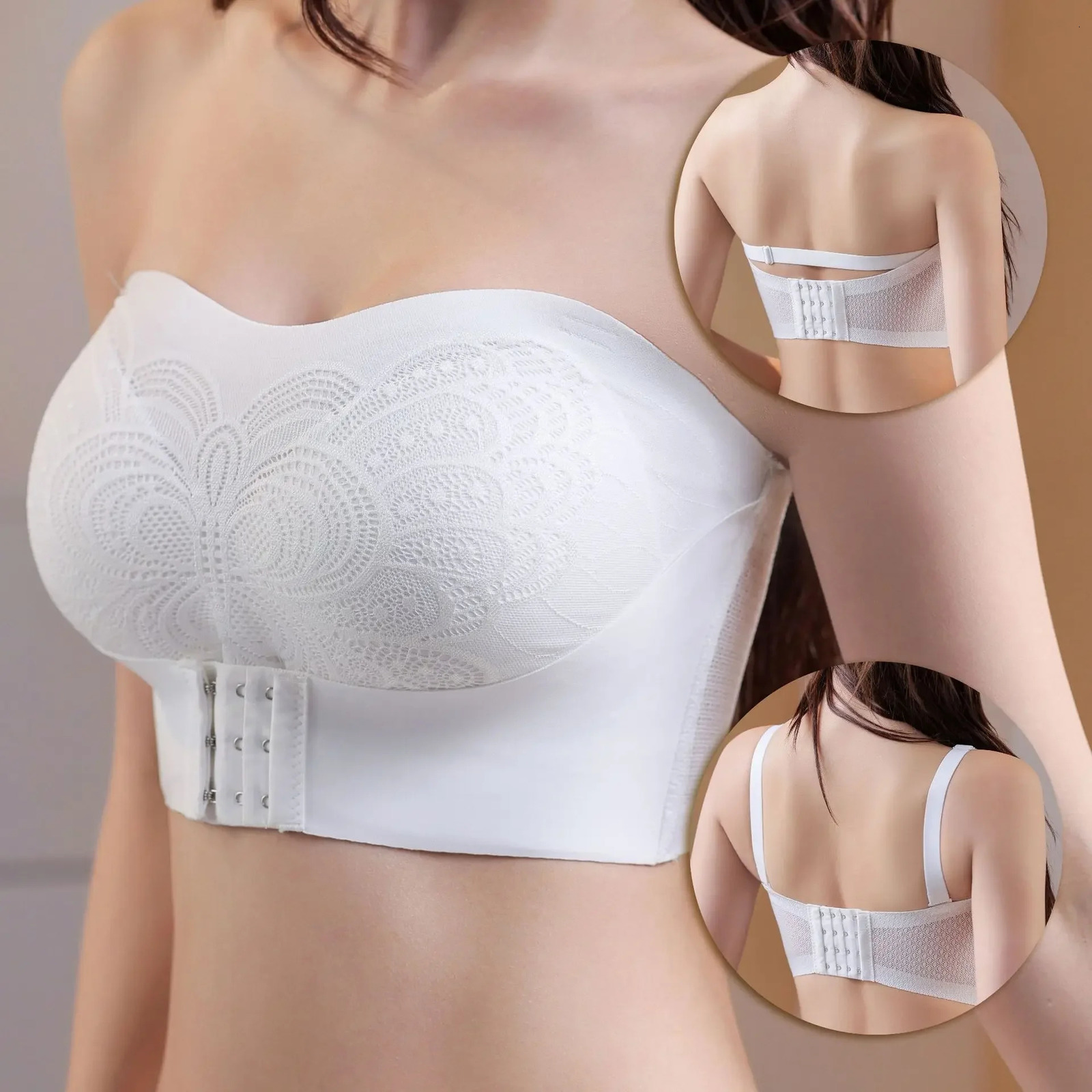 Sexy Strapless Invisible Underwear Push Up Bra for Women Front Clre Plus Size Breathable Butterfly Brassiere Female Lingerie 250829