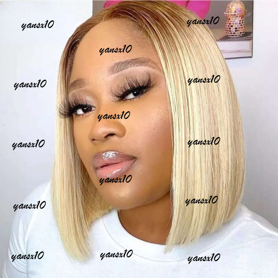 Brazilian Straight Blonde 613 Short Bob Wigs For Women 13x4 Front Human Hair Transparent HD Synthetic Lace Frontal Wig Preplucked