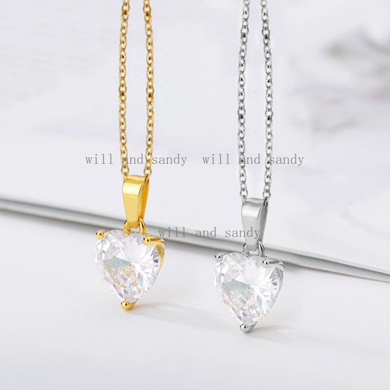 Minimalist Cubic Zirconia Cross Pendant Necklace Designer Jewelry Sterling Silver Love Heart Infinity Cross Diamond Necklaces for Woman Wedding Birthd