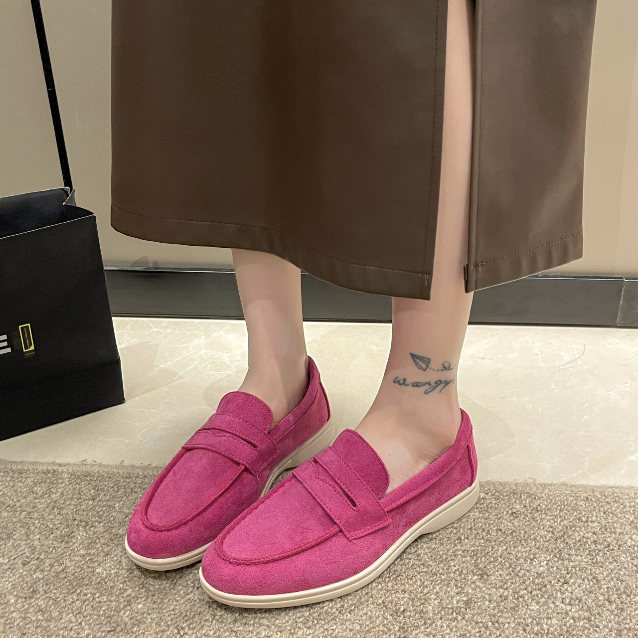 Hot new free shipping designer shoes for womens dress shoes pink black grey khaki beige British style one foot loafers plus size