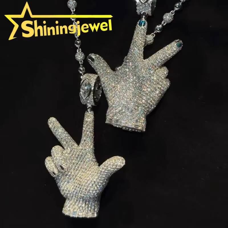 Gold Plated Custom 3D Pendant 925 Sterling Silver GRA Moissanite Pass Diamond Test 3D Design Iced Out Buss Down Pendant