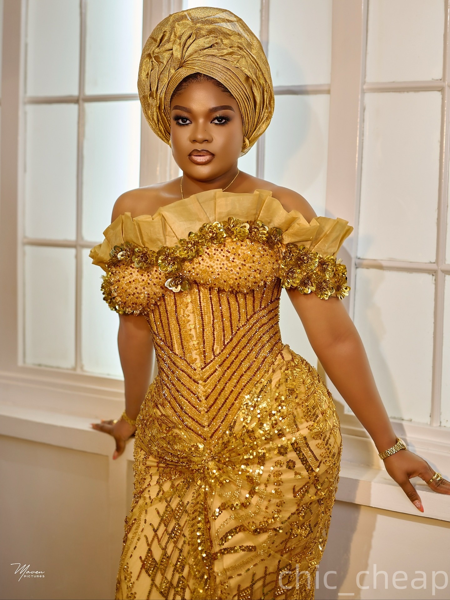 Aso Ebi Gold Sheath Prom Dress 2025 Flowers Beaded Sequined Sparkly Evening Formal Party Birthday Dresses Robe De Sorrie Reception Gowns For Special O
