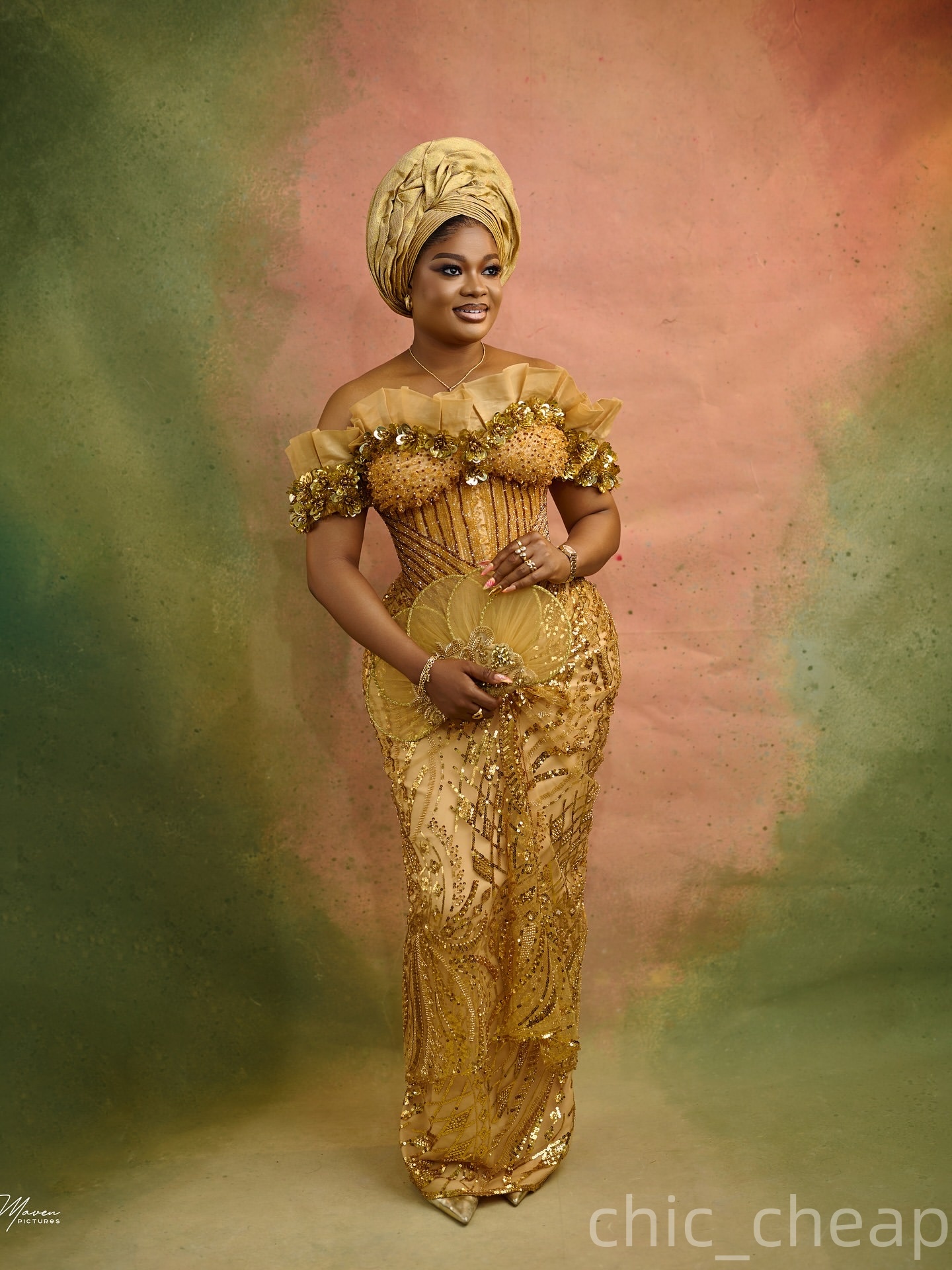 Aso Ebi Gold Sheath Prom Dress 2025 Flowers Beaded Sequined Sparkly Evening Formal Party Birthday Dresses Robe De Sorrie Reception Gowns For Special O