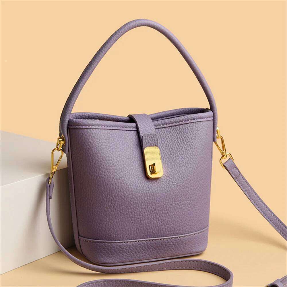Lock Bucket Bags Quality Leather Messenger Small Handbag Women Shoulder Crossbody Bag Ladies Fashion Tote Purse