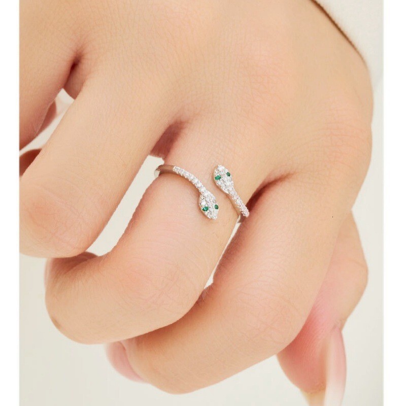 Luxury Brand Designer Jewelry Micro-Inlaid Double Snake-Shaped Ring For Women, Light Luxury Niche Design, European And American Style Fashionable Pers