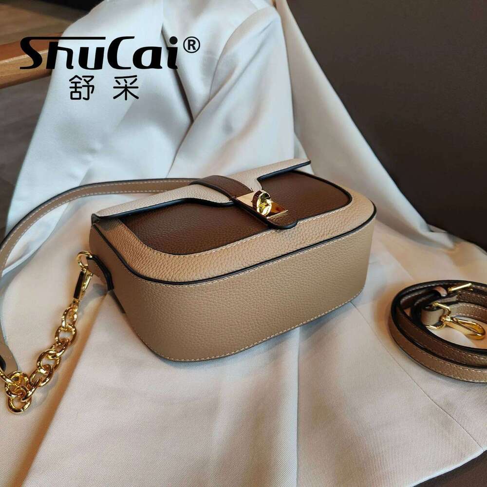 2024 New Collision Color Underarm Saddle Genuine Leather Women's Head Layer Cowhide Single Shoulder Crossbody Bag