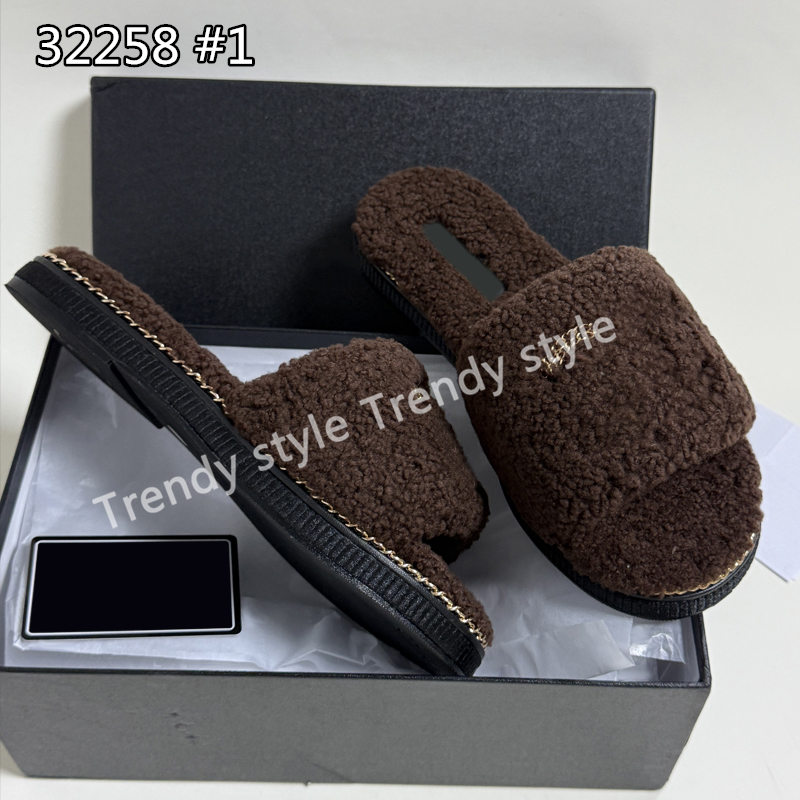 2025 Winter Slippers Women Fur Slippers Platform Flat Heel Fluffy Furry Embroidery Shoes