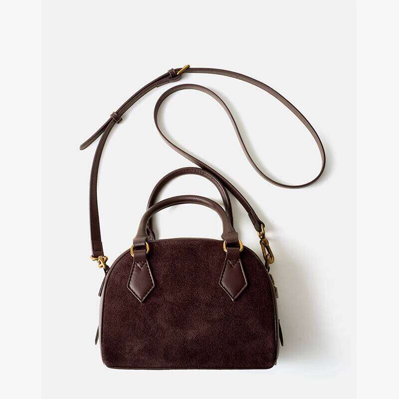 Retro Genuine Women's Suede Cowhide Leather Shoulder Bag Soft Versatile Crossbody Handbag Female Designer Supplier
