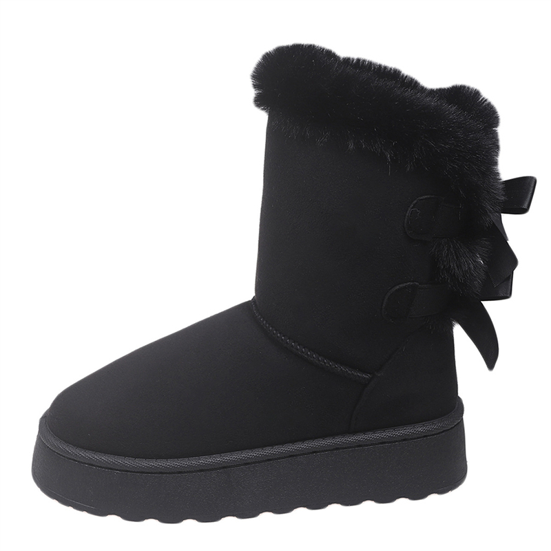 2025 new designer shoes free shipping winter half boots Non-slip outdoor casual snow boots women's velvet bow cotton shoes for warmth