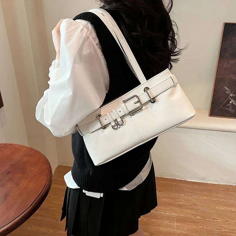 LEFTSIDE Small PU Leather Solid Color Underarm Bags For Women 2024 Y2k Ladies Shoulder Females Handbags And Purses Tote Bag
