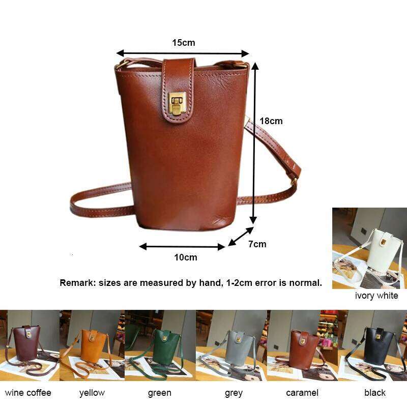 2024 Summer New Mini Women Genuine Leather Mobile Phone Bucket Messenger Lady Fashion Cross-Body Shoulder Bag