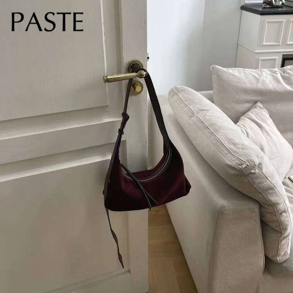 Russia Style Maillard Coffee Color All-Match Square Flap Matte 100% Real Suede Leather Women's Handbag Commuter Shoulder Bag 250829