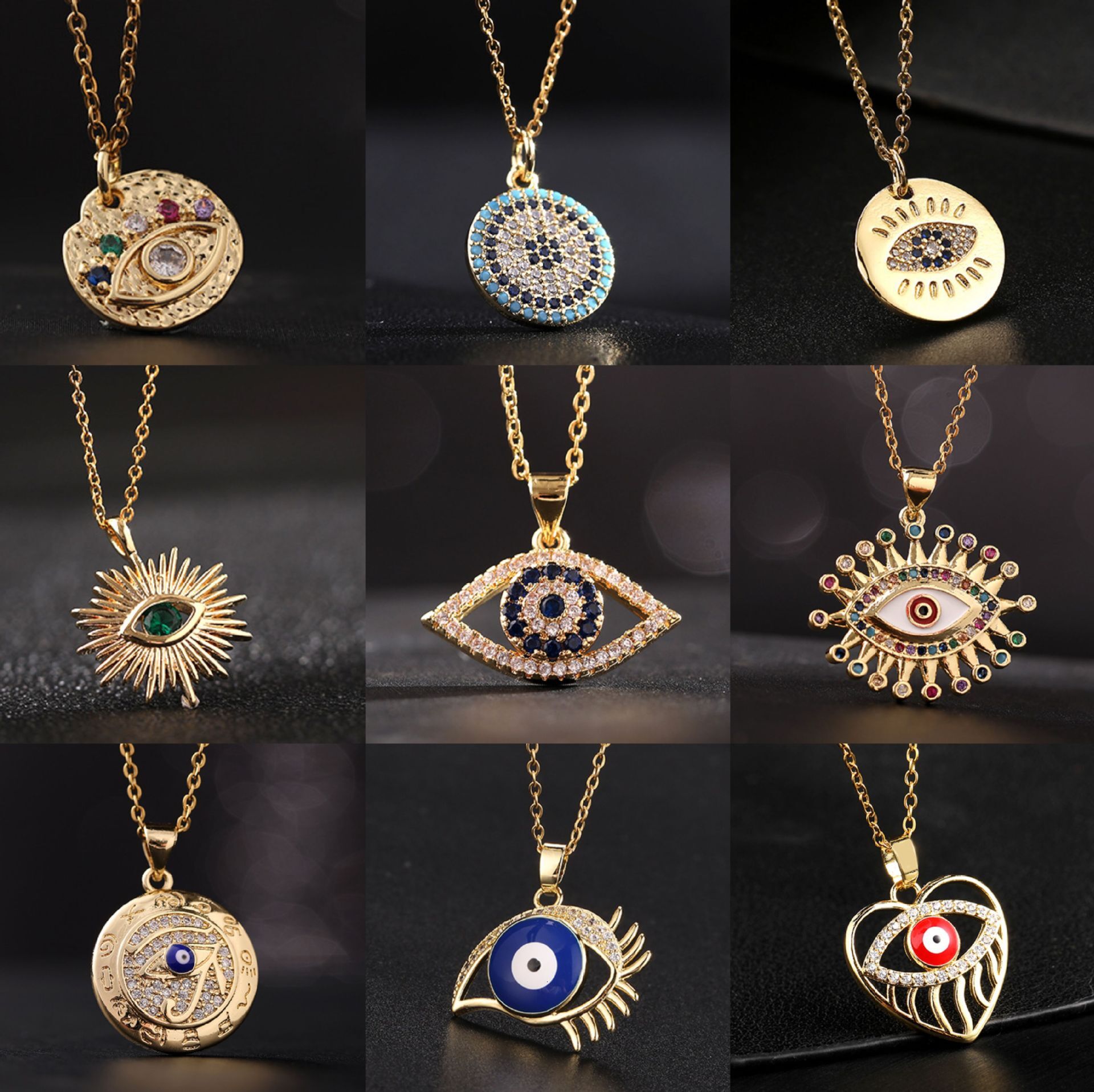 Luxury Brand Designer Jewelry European And American Hot-Selling Jewelry Titanium Steel Collarbone Chain Colorful Zircon Eye Pendant Demon Eye Necklace