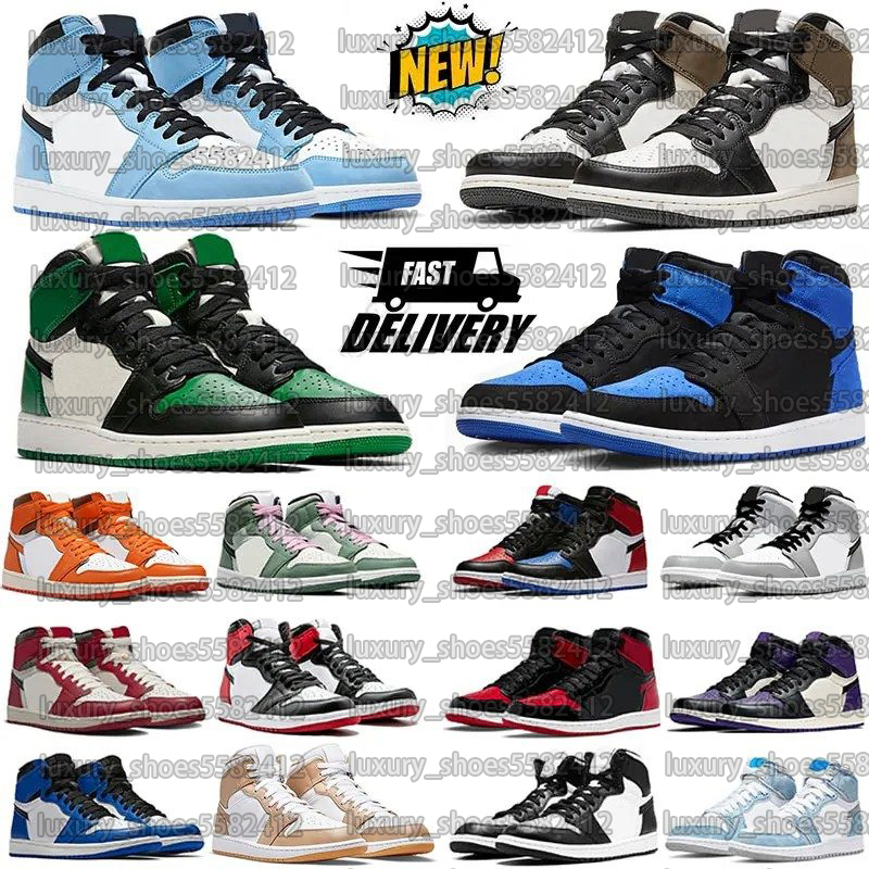 Designer Men Basketball Shoes Women University Blue Leather Hyper Royal Smoke Grey Chicago Red Dark Mocha OG Pink Outdoor Sports trainers Sneakers 36-47