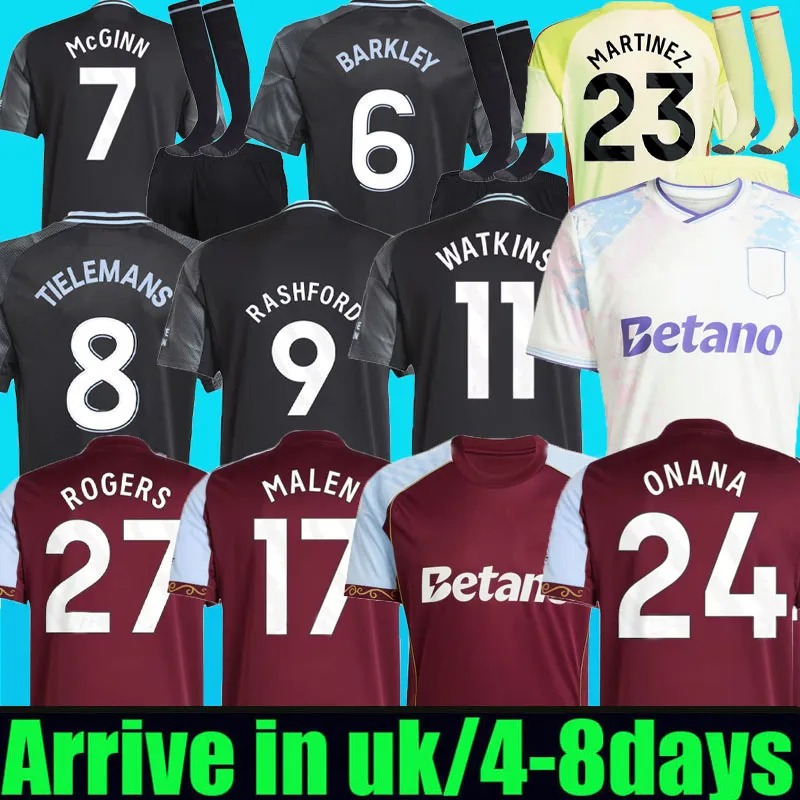 4XL 24 25 26 WATKINS Soccer Jerseys 2025 2026 sancho Elliott Football Shirt home away Rogers Camisetas McGINN MALEN Tielemans Onana men kids third 3RD