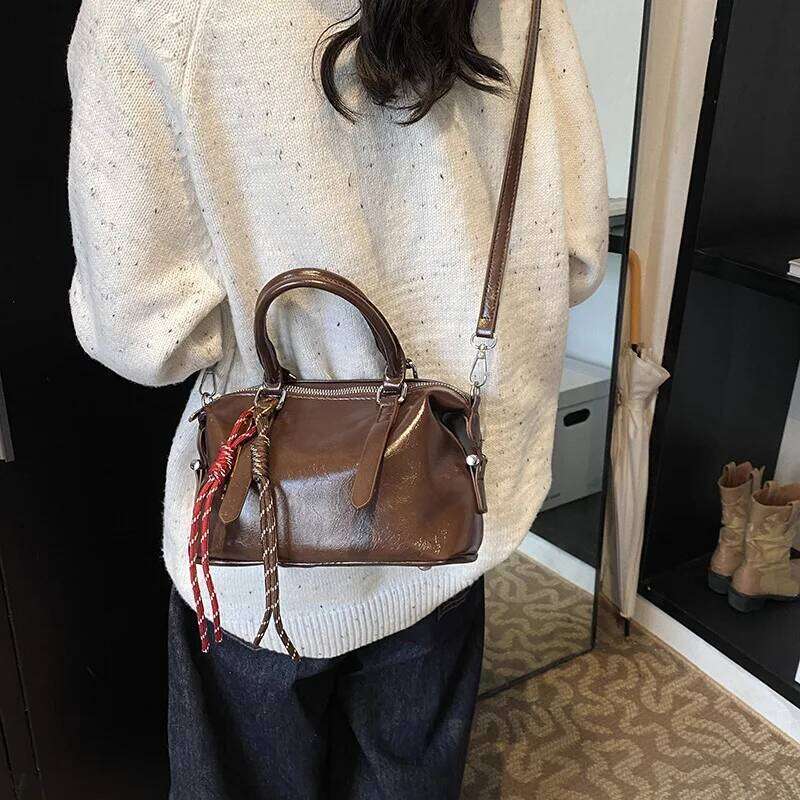 Designer Pendant PU Leather Women's Handbag Retro Crossbody Bag Pillow Tote