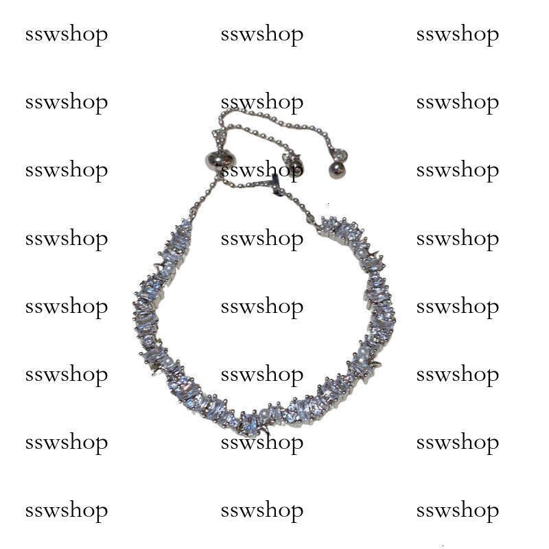 designer bracelet Irregular Zircon Rectangular Pearl Adjustable Exquisite Super Sparkling Bracelet Light High-end Sense Jewelry for Women