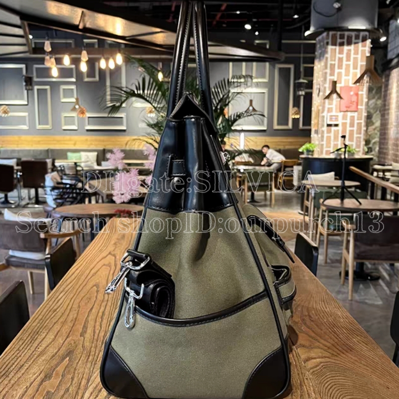 High-end designer tote brand high-capacity commuter HAC large fashion canvas bag, high-quality men's business handbag, size: 45cm.