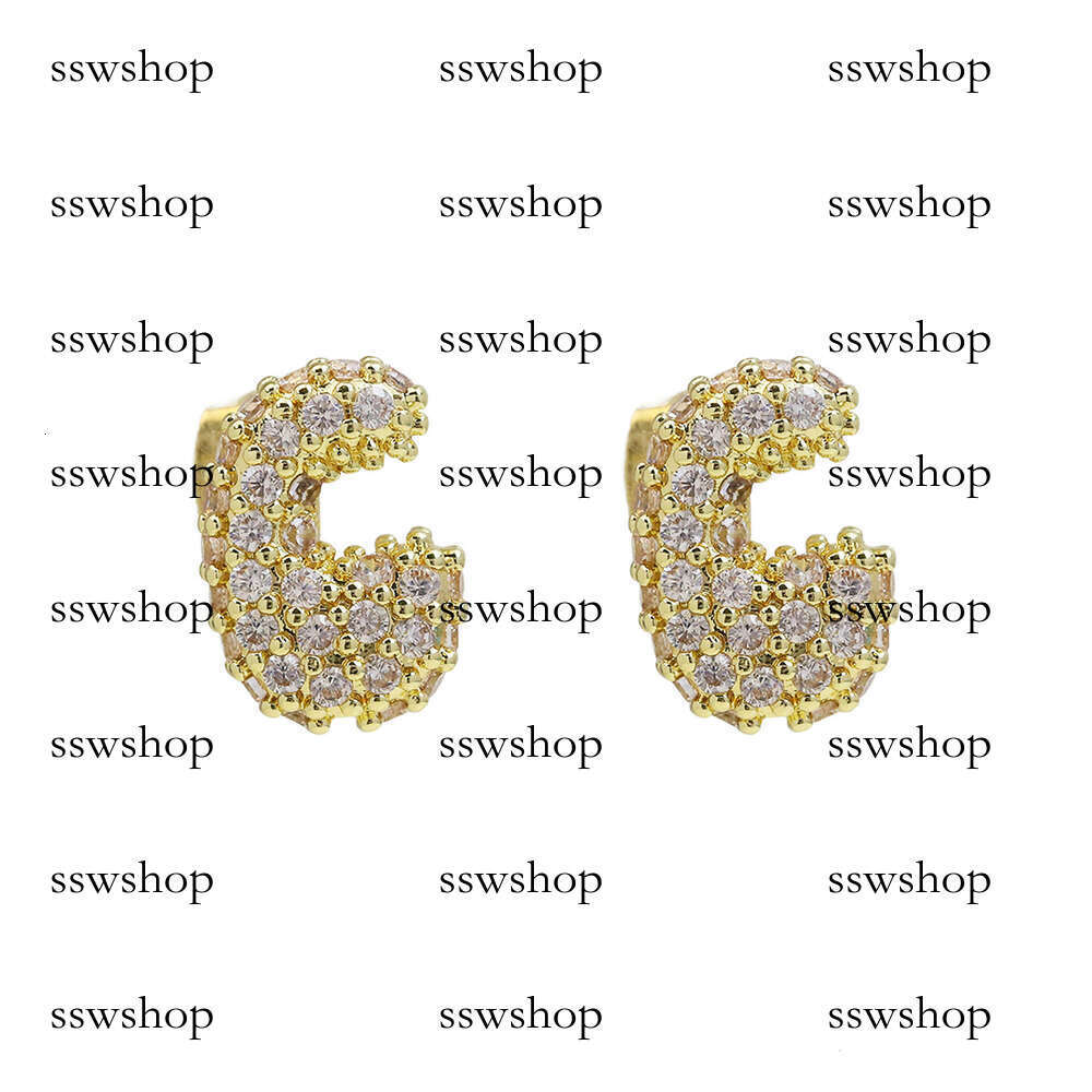 Brass Balloon Bubble Zircon Small 26 English Cute Letter Stud Earrings Fashion Ear Jewelry