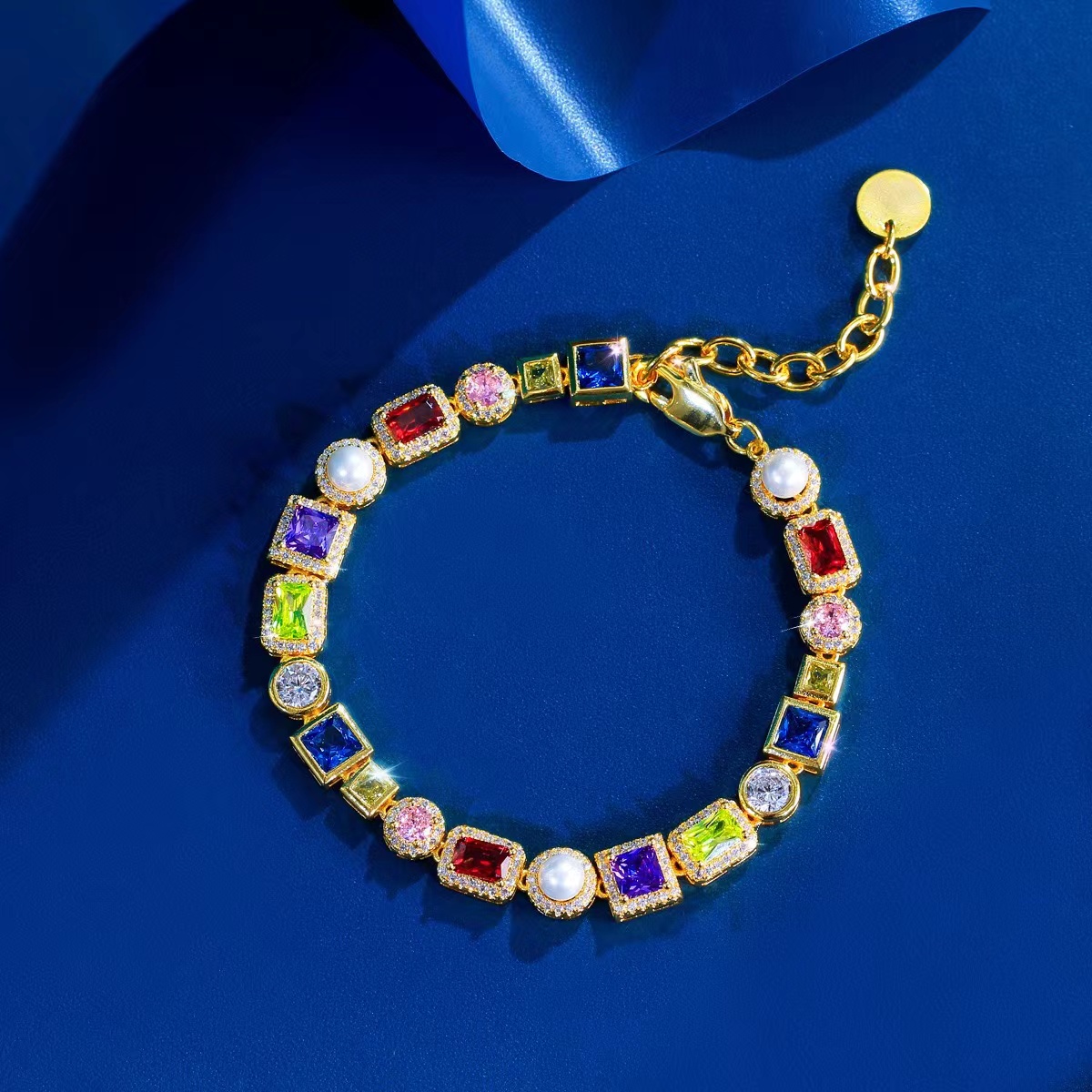 Elegant European/American Styled Bracers: A Sparkling Mix of Colorful Stones and Gems