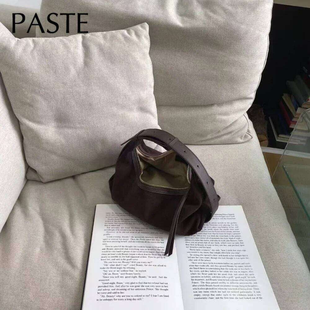 Russia Style Maillard Coffee Color All-Match Square Flap Matte 100% Real Suede Leather Women's Handbag Commuter Shoulder Bag 250829