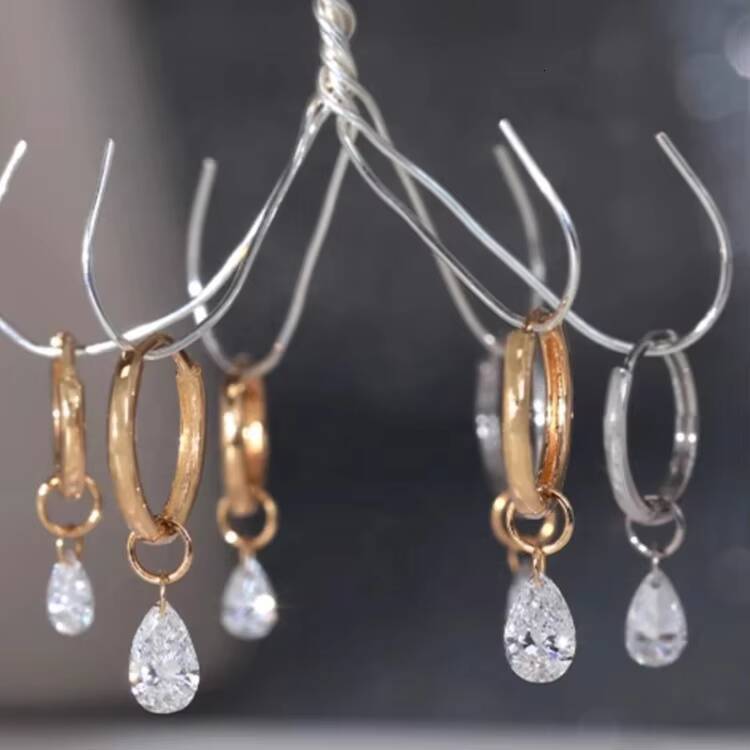 Wholesale Classic Pear Cut Drill Jewelry 14k Real Gold Real Diamond Jewelry High Quality Fine Jewelry Drop Earring