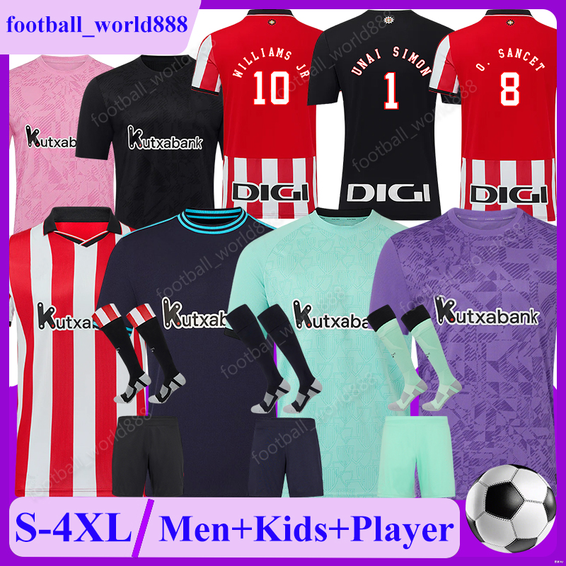 camiseta 4XL Athletic BilBao 25 26 Soccer Jerseys WILLIAMS JR MAROAN 2025 Football Shirts WILLIAMS O.SANCET football kits BERENGUER UNAI SIMON Men Kids Kit Socks Sets