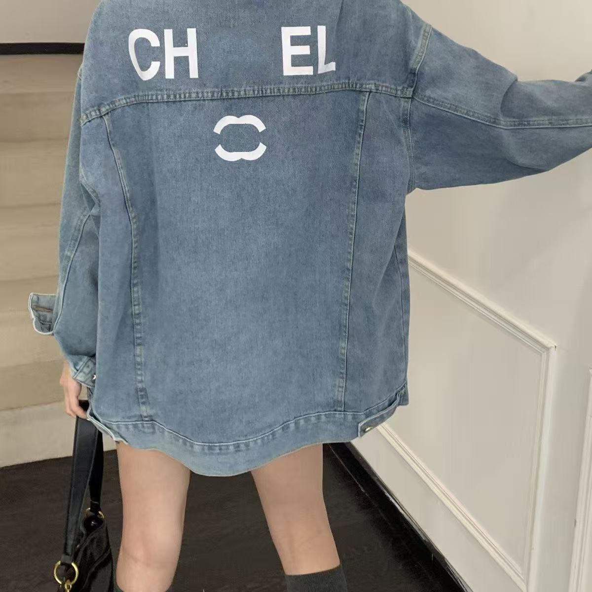 Western retro Korean alphabet embroidered denim jacket 2025 new lazy loose Joker denim jacket