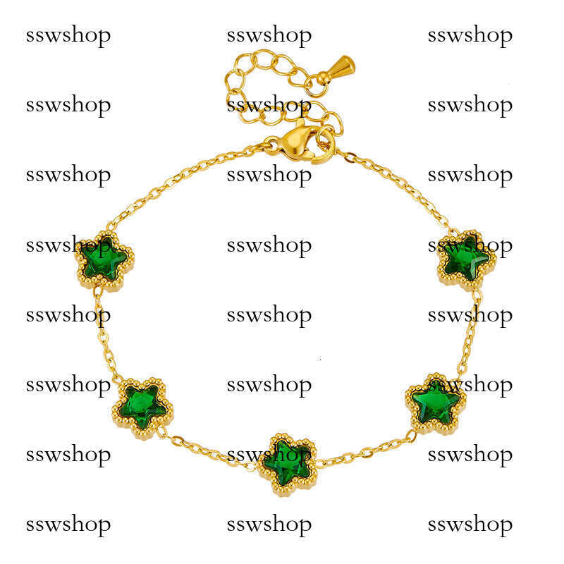 Fashion Dia-Studded Star-Shaped Accessories Chain Stainless Steel Gold-Plated Bracelet