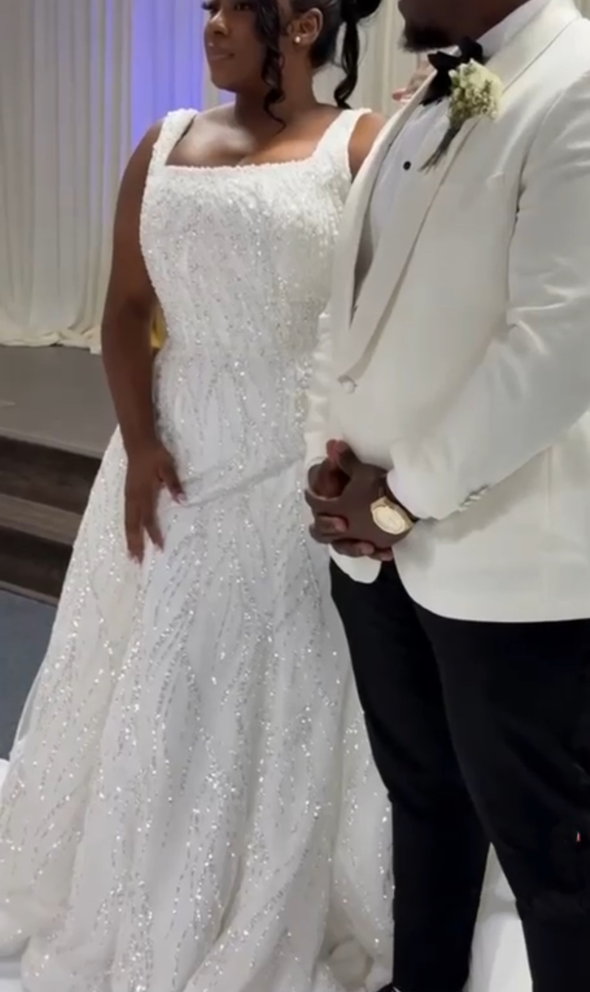 2025 Sequined Beaded Ivory Mermaid Wedding Dresses Detachable Train Vintage Tulle Bridal Gowns Dresses