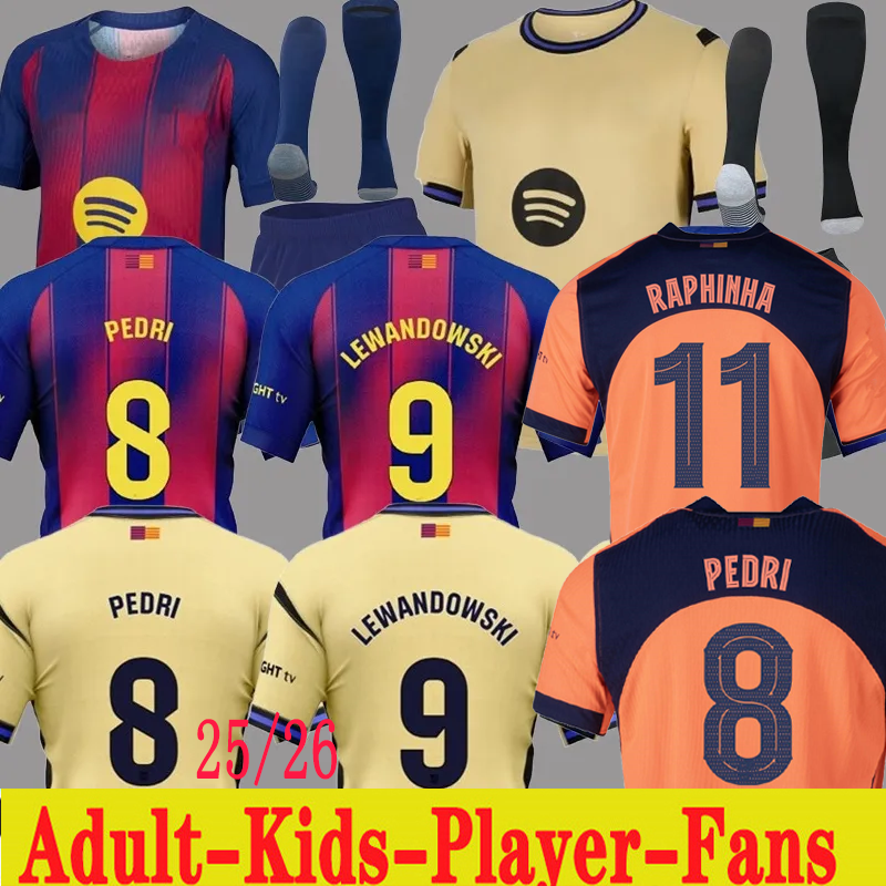 2025 soccer jerseys LEWANDOWSKI PEDRI R. ARAUJO GAVI 25 26 barce Camisetas de football Shirts LEWANDOWSKL FCB F.DE JONG KOUNDE RAPHLNHA away adult jerseys