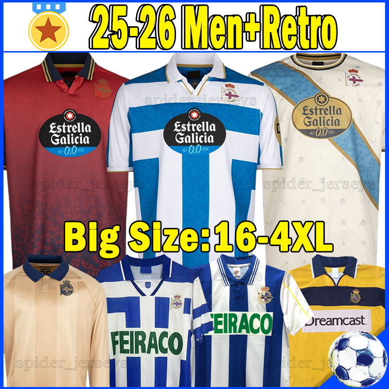 XXXL 4XL 25 26 Deportivo de La Coruna Soccer Jerseys Retro 1994 98 2000 01 HERRERA DIEGO GOMEZ 2025 2026 25th Anniversary Long sleeves Men Football Shirts kids kits sets