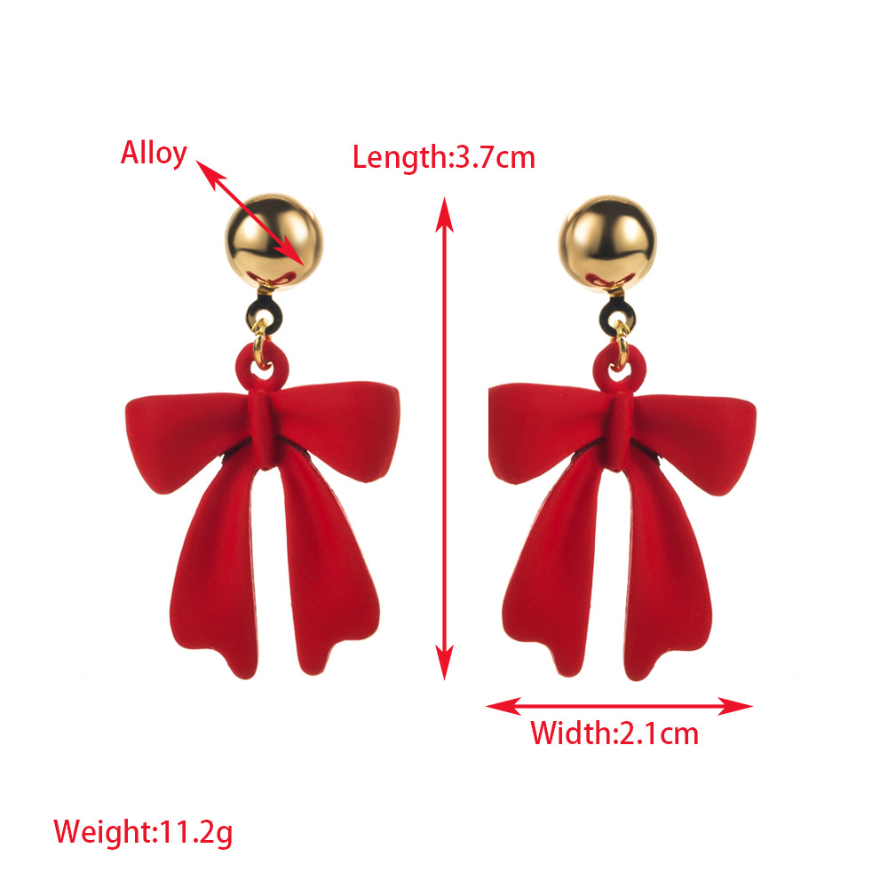 Christmas themed Unique Earrings for Women Simple Bell Bow inspired Asymmetric Earhooks with Enamel filled Alloy Design