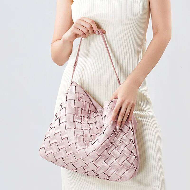 Best Seller Designer Bag Woven Tote Bag Women Textured Pleated Soft PU Leather Large Capacity Shoulder Messenger Bags