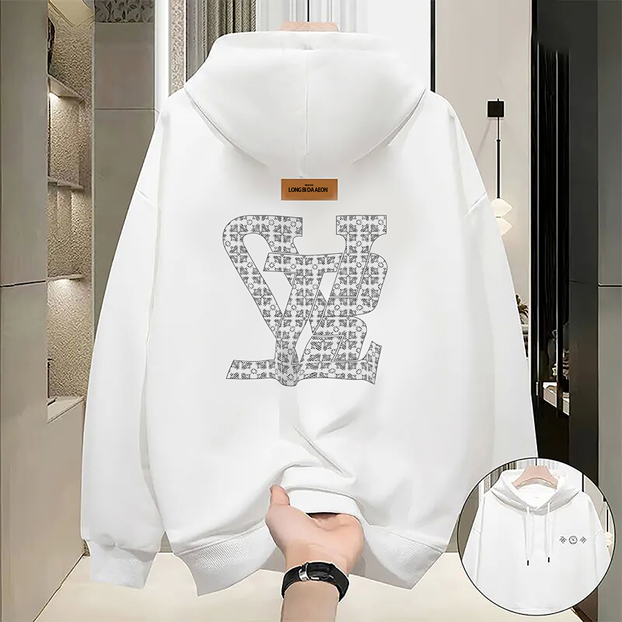 Men's Hoodie Thin or Thick Round Neck Geometric Print Loose Casual Hoodie