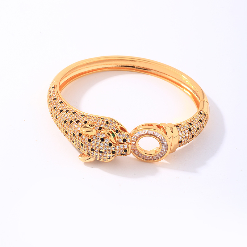 Luxury Brand Designer Jewelry Leopard Jewelry Set Kashi Accessories European And American Style Full Diamond Gold-Plated Bracelet Ring Light Luxury Hi