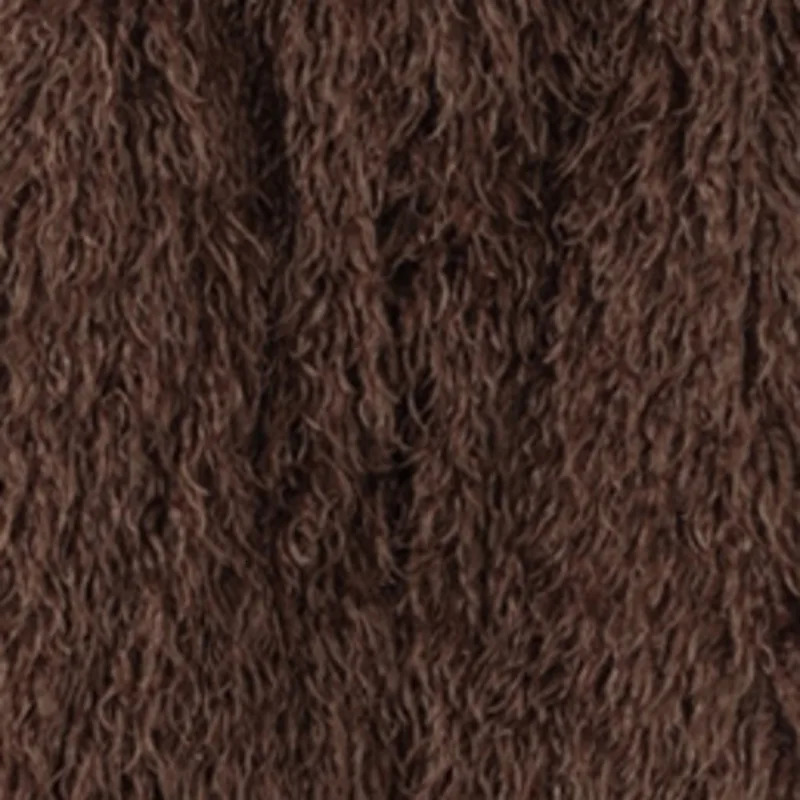 DEAT Fashion Brown Faux Fur Coat Womens Round Neck Loose Long Sleeves Thick Plush Short Jacket Winter 7A1041 250829