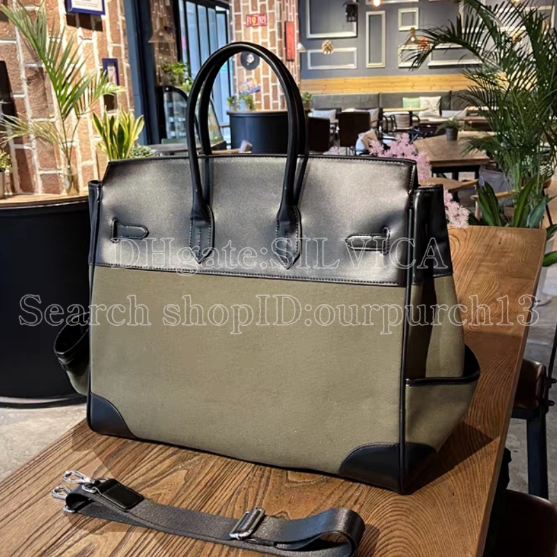 High-end designer tote brand high-capacity commuter HAC large fashion canvas bag, high-quality men's business handbag, size: 45cm.