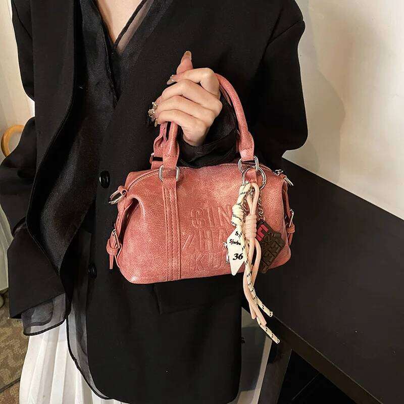 2025 Women's Minimalist Solid Color Stamped Letter Tote Bag Large Capacity Crossbody Shoulder Purse