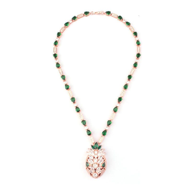 Luxury Brand Designer Jewelry European And American Retro Small Luxury Snake Head Set Micro Inlaid Zircon Mixed Color Necklace Women's New Year P