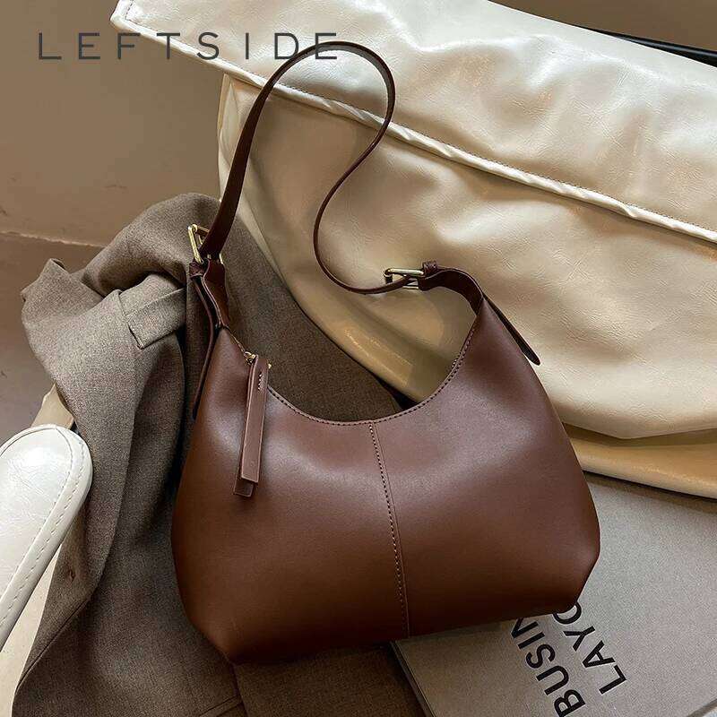 LEFTSIDE Small PU Leather Crossbody Bags For Women 2025 New Trend Underarm Shoulder Bag Ladies Retro Handbags And Purses