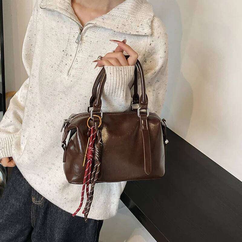 Designer Pendant PU Leather Women's Handbag Retro Crossbody Bag Pillow Tote