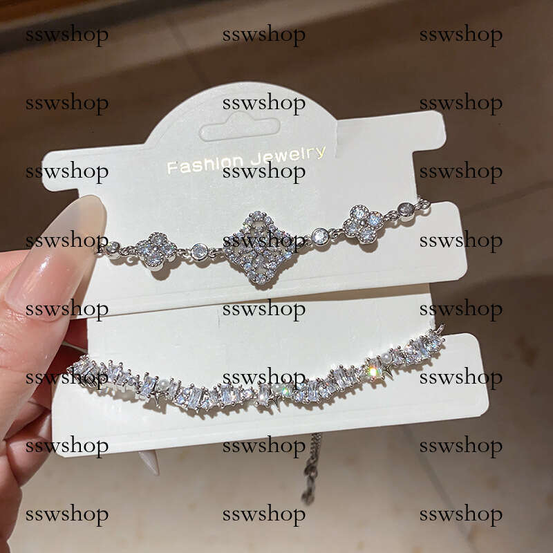 designer bracelet Irregular Zircon Rectangular Pearl Adjustable Exquisite Super Sparkling Bracelet Light High-end Sense Jewelry for Women
