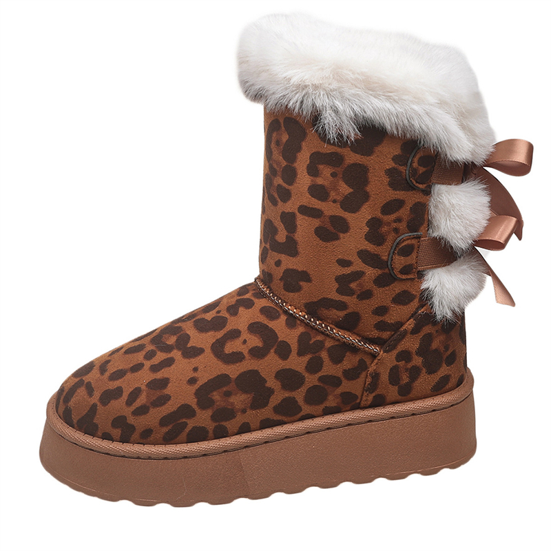 2025 new designer shoes free shipping winter half boots Non-slip outdoor casual snow boots women's velvet bow cotton shoes for warmth