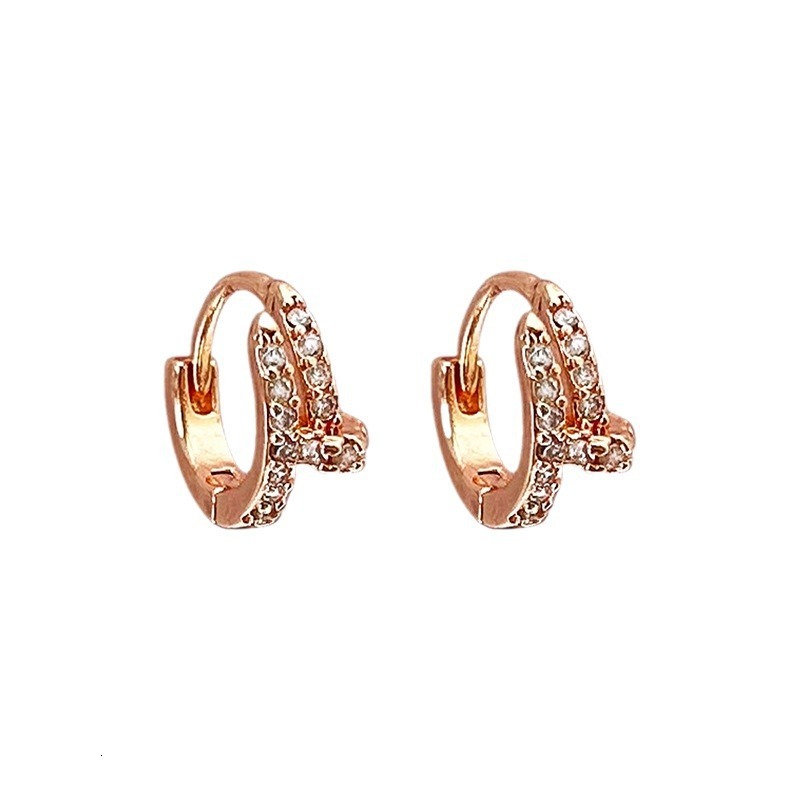 Light Luxury Niche Rose Gold Inlaid Diamond Stud Earrings 2024 New Hot Unique Ear Luxury Designer Free Shipping Clips Simple High-end Earrings For Wom